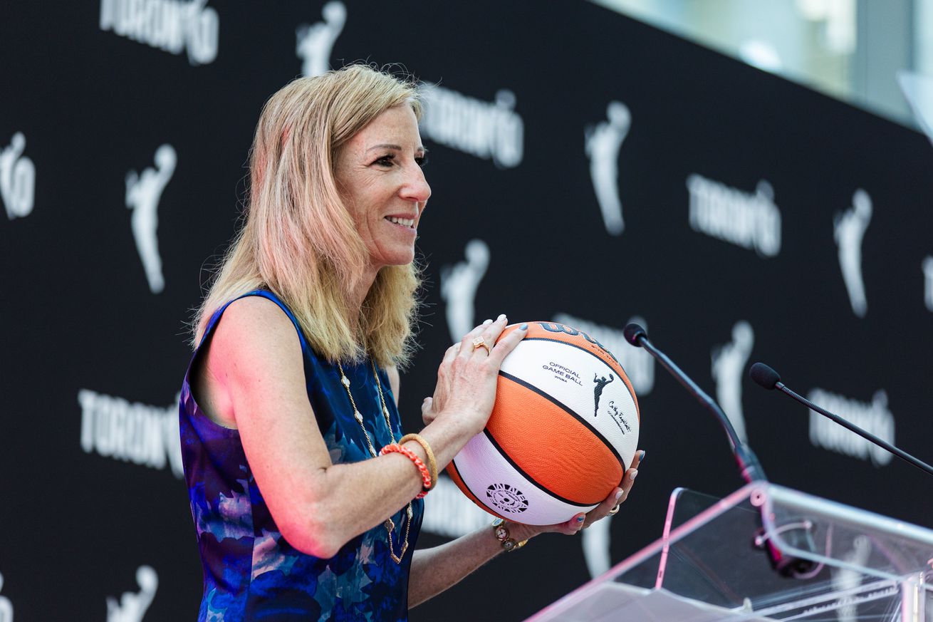 Prime Minister Justin Trudeau and other dignitaries announce the expansion of the WNBA to Canada with a team in Toronto.