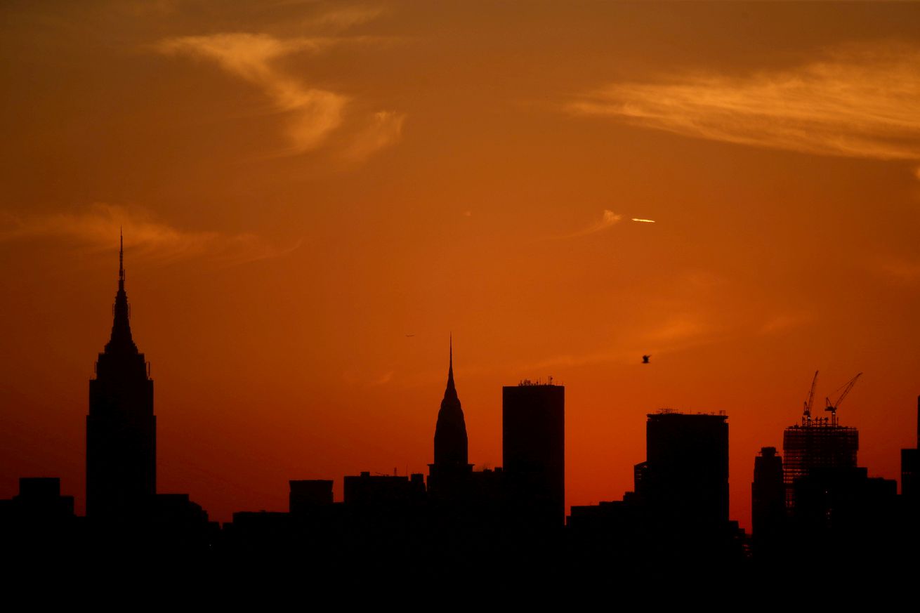 Sunset over Manhattan, New York.